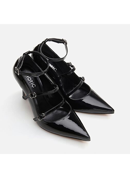 Hotiç Siyah Kadın Rugan Topuklu Ayakkabı 01AYH294970A100 - Görsel 3