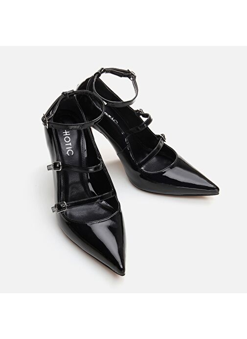 Hotiç Siyah Kadın Rugan Topuklu Ayakkabı 01AYH294970A100 - Görsel 4