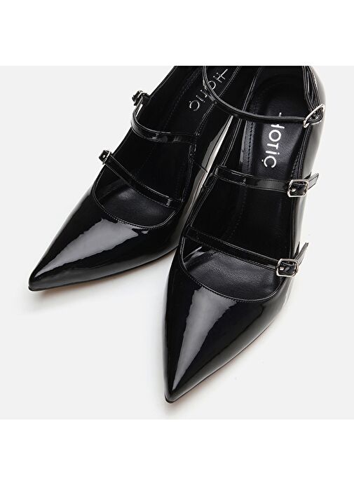 Hotiç Siyah Kadın Rugan Topuklu Ayakkabı 01AYH294970A100 - Görsel 5