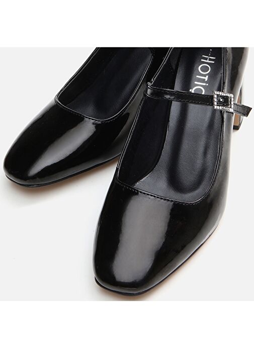 Hotiç Siyah Kadın Rugan Topuklu Ayakkabı 01AYH295010A100 - Görsel 5