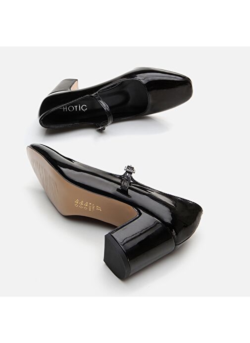 Hotiç Siyah Kadın Rugan Topuklu Ayakkabı 01AYH295010A100 - Görsel 6