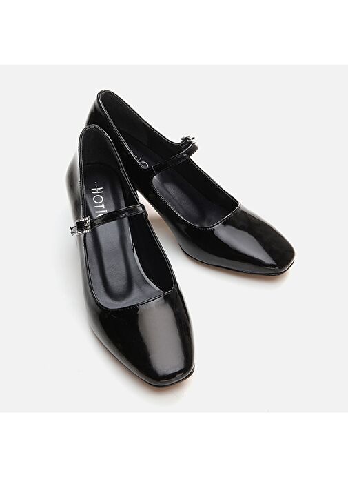 Hotiç Siyah Kadın Rugan Topuklu Ayakkabı 01AYH295010A100 - Görsel 3