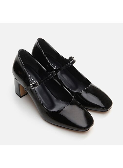 Hotiç Siyah Kadın Rugan Topuklu Ayakkabı 01AYH295010A100 - Görsel 7