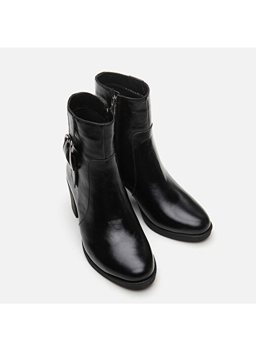 Hakiki Deri Siyah Kadın Topuklu Bot - Görsel 4