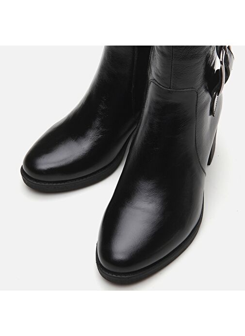 Hakiki Deri Siyah Kadın Topuklu Bot - Görsel 5