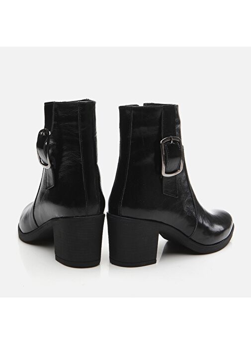 Hakiki Deri Siyah Kadın Topuklu Bot - Görsel 6