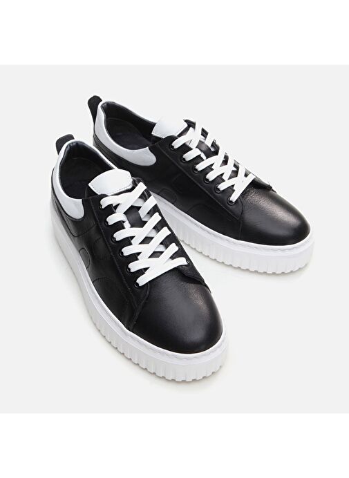 Hotiç Siyah-Beyaz Erkek Deri Sneaker 02AYH296300A100 - Görsel 4