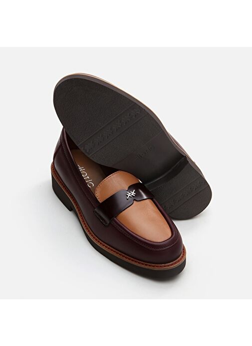 Hotiç Bordo-Bej Kadın Deri Loafer 01AYH291760A737 - Görsel 4