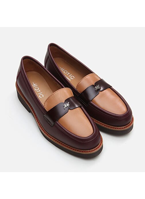 Hotiç Bordo-Bej Kadın Deri Loafer 01AYH291760A737 - Görsel 3