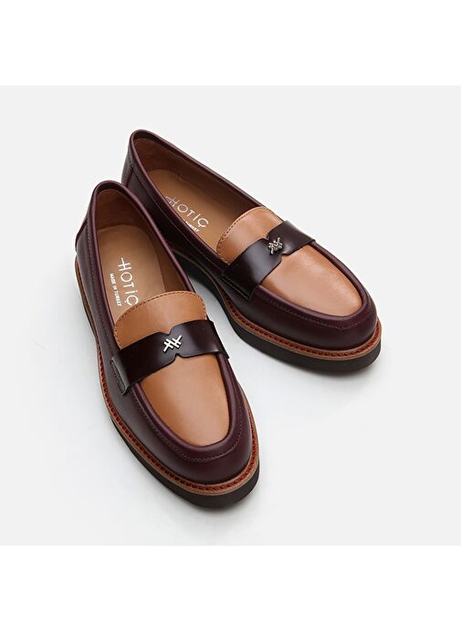 Hotiç Bordo-Bej Kadın Deri Loafer 01AYH291760A737 - Görsel 6