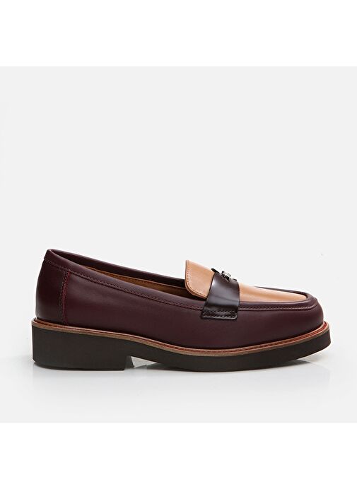 Hotiç Bordo-Bej Kadın Deri Loafer 01AYH291760A737 - Görsel 2