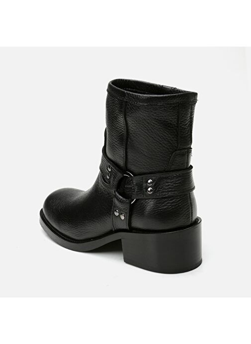 Hakiki Deri Siyah Kadın Western Topuklu Bot - Görsel 4