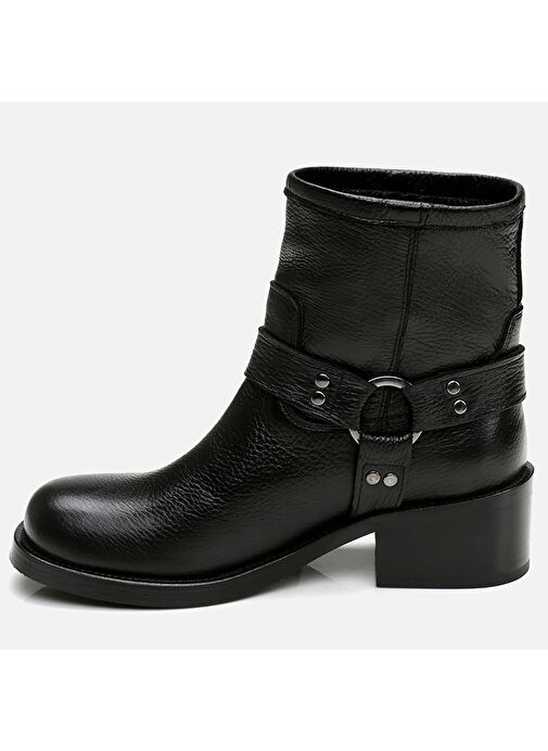 Hakiki Deri Siyah Kadın Western Topuklu Bot - Görsel 7