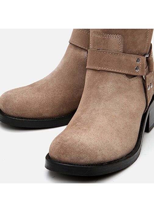 Hakiki Deri Vizon Kadın Western Topuklu Bot - Görsel 4