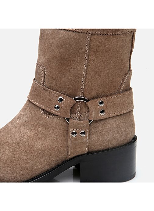 Hakiki Deri Vizon Kadın Western Topuklu Bot - Görsel 5