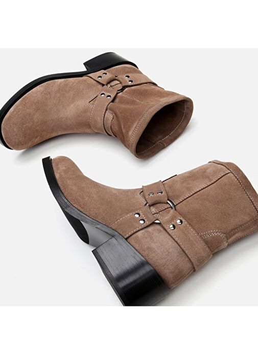 Hakiki Deri Vizon Kadın Western Topuklu Bot - Görsel 6