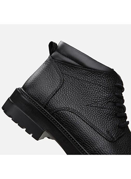 Hakiki Deri Siyah Erkek Günlük Bot - Görsel 8