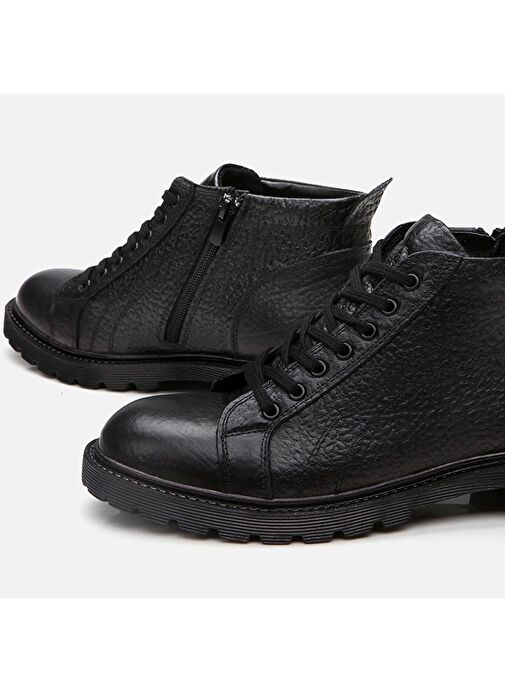 Hakiki Deri Siyah Erkek Günlük Bot - Görsel 4