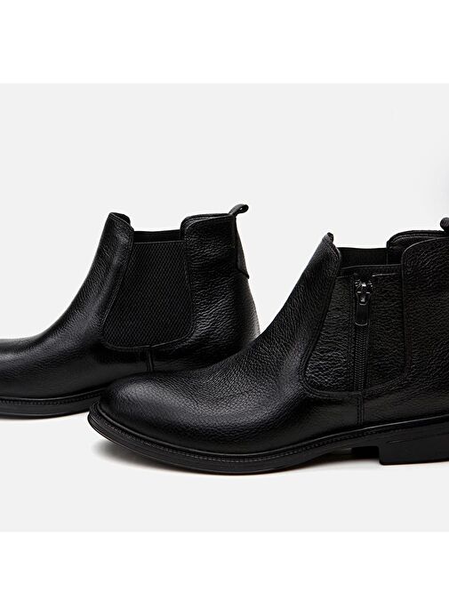 Hakiki Deri Siyah Erkek Günlük Bot - Görsel 4