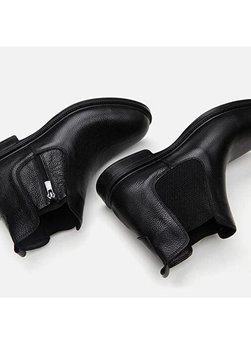 Hakiki Deri Siyah Erkek Günlük Bot - Görsel 5