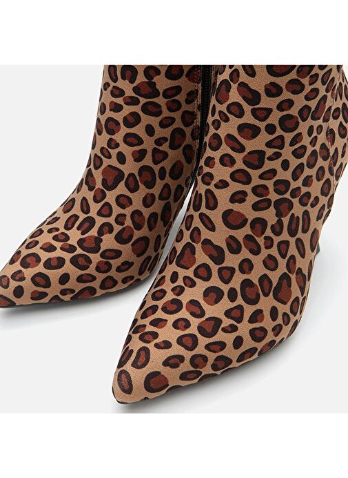 Leopar Desenli Kadın Topuklu Bot - Görsel 4