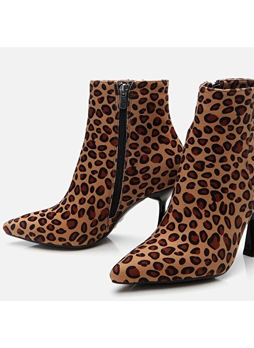 Leopar Desenli Kadın Topuklu Bot - Görsel 5