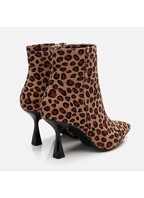 Leopar Desenli Kadın Topuklu Bot - Görsel 6