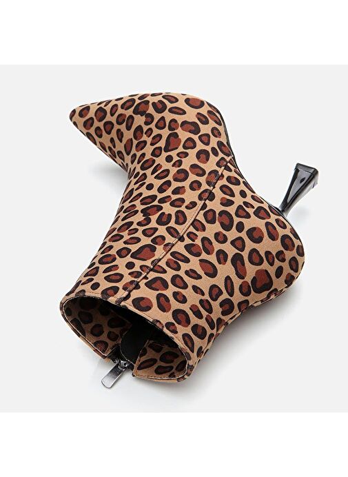 Leopar Desenli Kadın Topuklu Bot - Görsel 7