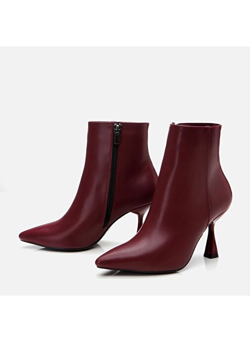 Bordo Kadın Topuklu Bot - Görsel 5