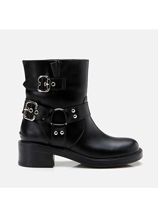 Siyah Kadın Tokalı Düz Bot - Görsel 2