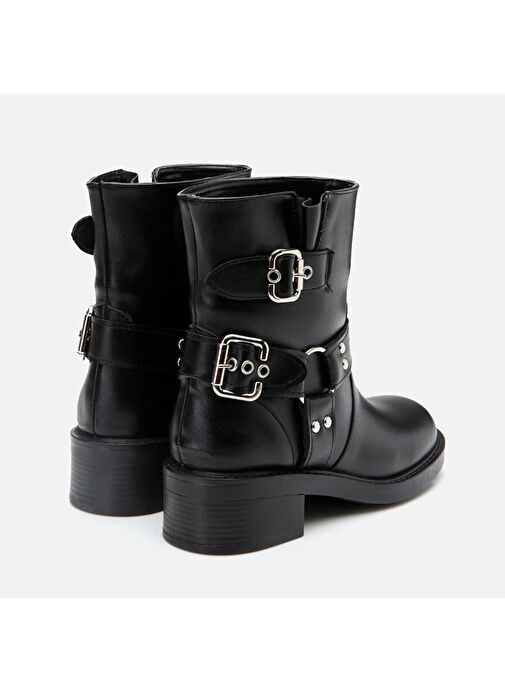 Siyah Kadın Tokalı Düz Bot - Görsel 7