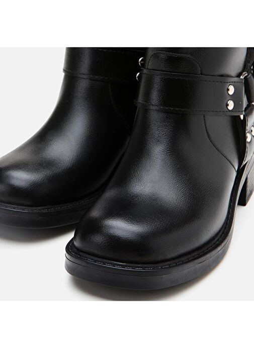 Siyah Kadın Tokalı Düz Bot - Görsel 8