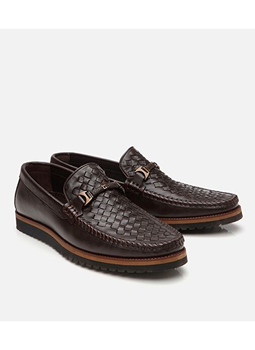 Erkek Deri Kahverengi Hafif Tabanlı Toka Detaylı Loafer - Görsel 3