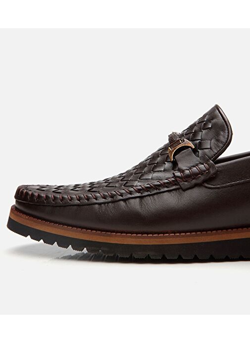 Erkek Deri Kahverengi Hafif Tabanlı Toka Detaylı Loafer - Görsel 6