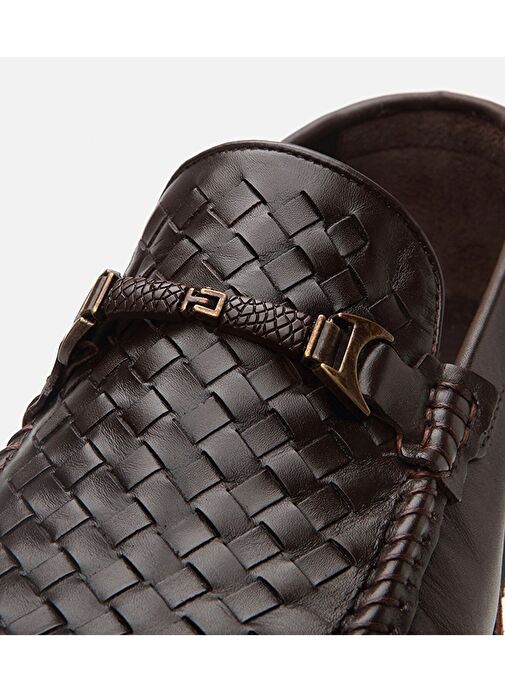 Erkek Deri Kahverengi Hafif Tabanlı Toka Detaylı Loafer - Görsel 7