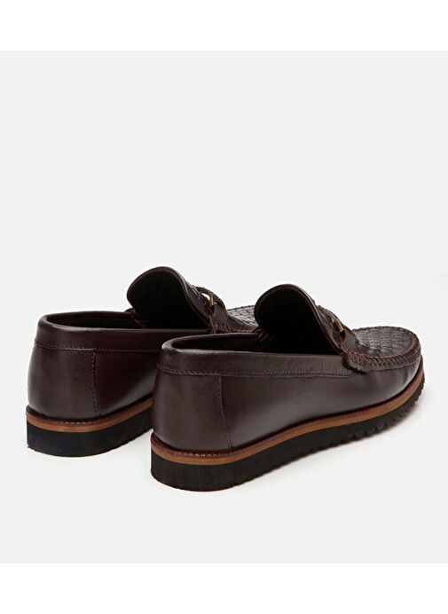 Erkek Deri Kahverengi Hafif Tabanlı Toka Detaylı Loafer - Görsel 8