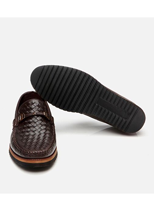 Erkek Deri Kahverengi Hafif Tabanlı Toka Detaylı Loafer - Görsel 9