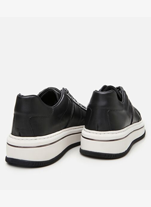 Erkek Deri Siyah Yüksek Tabanlı Spor Ayakkabı - Görsel 6