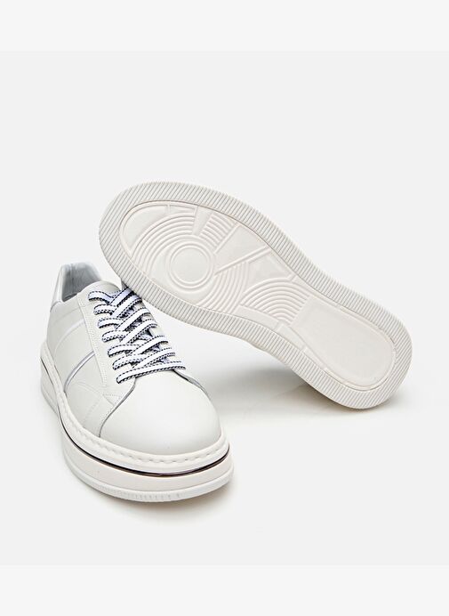 Erkek Deri Beyaz Yüksek Tabanlı Spor Ayakkabı - Görsel 7