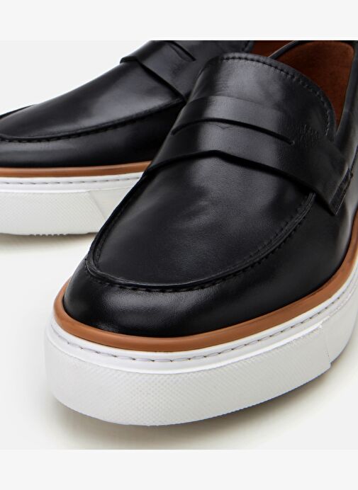 Erkek Deri Siyah Ultra Hafif Tabanlı Şık Günlük Loafer - Görsel 4