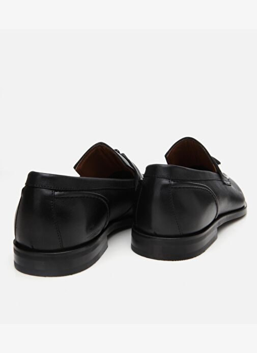 Erkek Deri Siyah Püskül Detaylı Klasik Loafer - Görsel 5