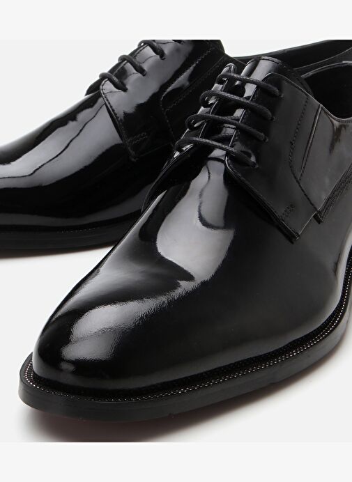 Erkek Rugan Deri Siyah Şık Klasik Ayakkabı - Görsel 4