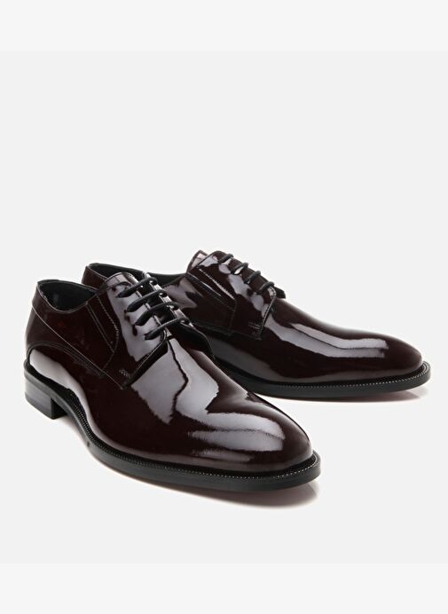 Erkek Rugan Deri Bordo Şık Klasik Ayakkabı - Görsel 3