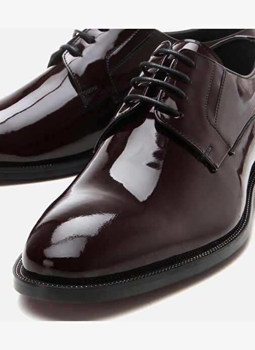 Erkek Rugan Deri Bordo Şık Klasik Ayakkabı - Görsel 4