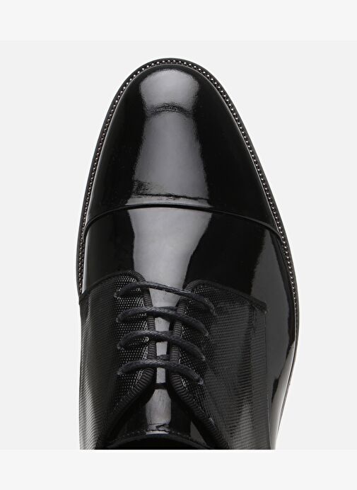 Erkek Rugan Deri Siyah Şık Klasik Ayakkabı - Görsel 5