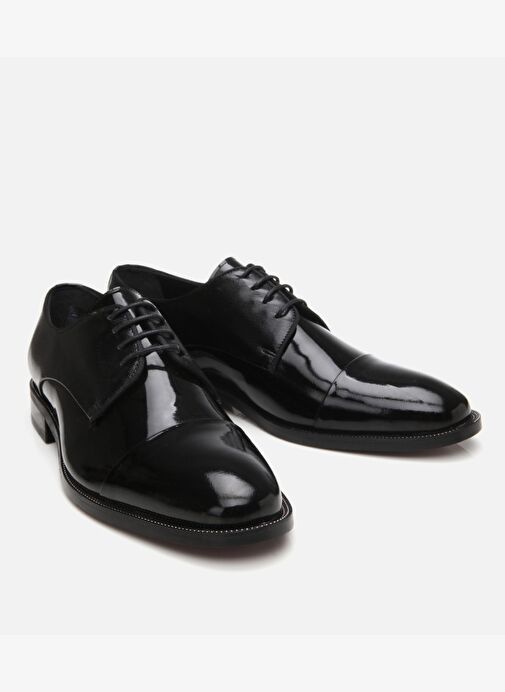 Erkek Rugan Deri Siyah Şık Klasik Ayakkabı - Görsel 3