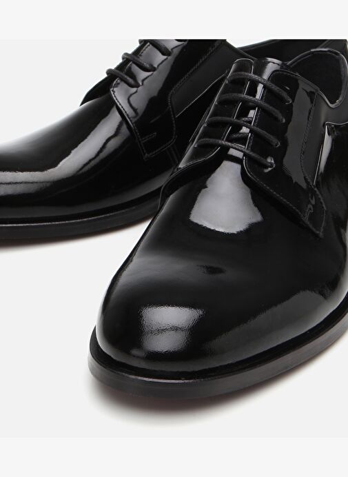 Erkek Rugan Deri Siyah Şık Klasik Ayakkabı - Görsel 4