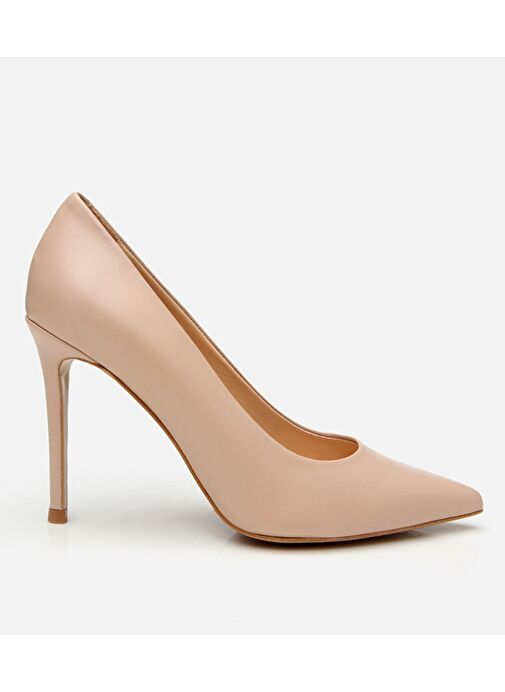 Kadın Deri Bej İnce Topuklu Stiletto - Görsel 2