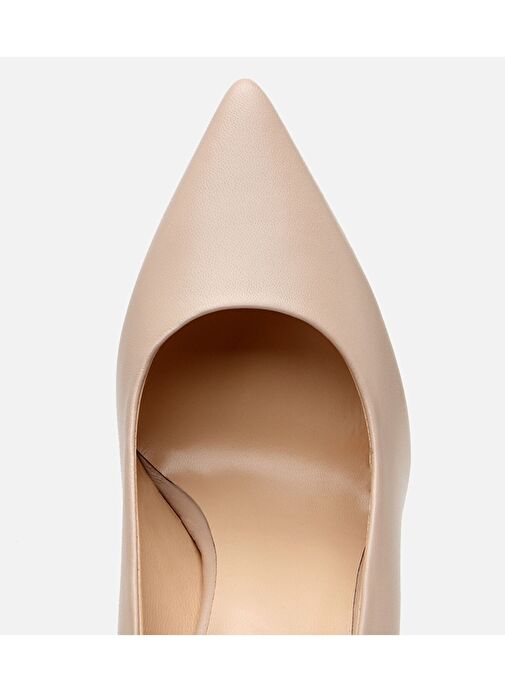 Kadın Deri Bej İnce Topuklu Stiletto - Görsel 6