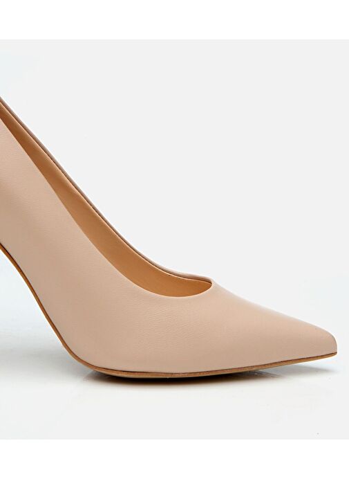 Kadın Deri Bej İnce Topuklu Stiletto - Görsel 7